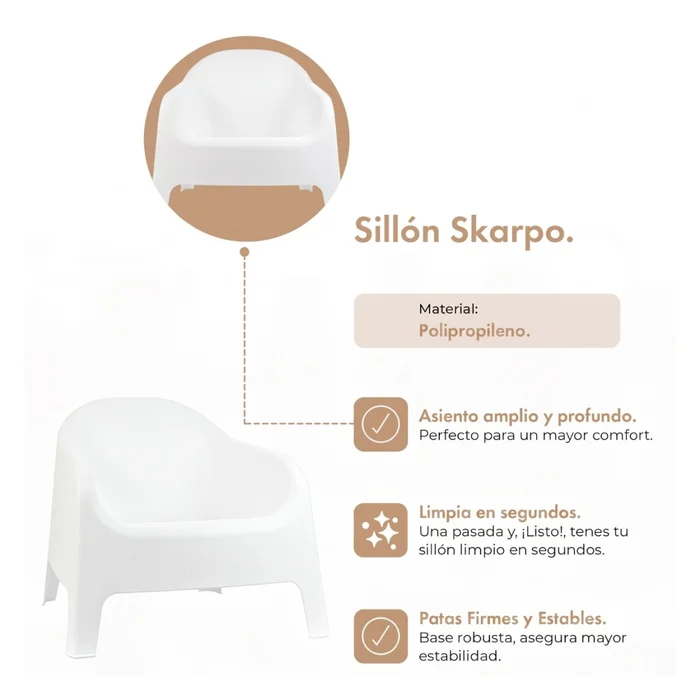 Sillón De Jardín Set X4 Skarpo Apilable + Mesa Master - Blanco en Blanco - Muebles para el exterior, Uruguay | Rústico Hogar, vista 5