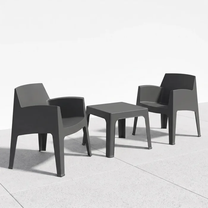 Set de Jardín Mesa + 2 sillas - Magna - Negro en Negro - Muebles para el exterior, Uruguay | Ecowood, vista 3