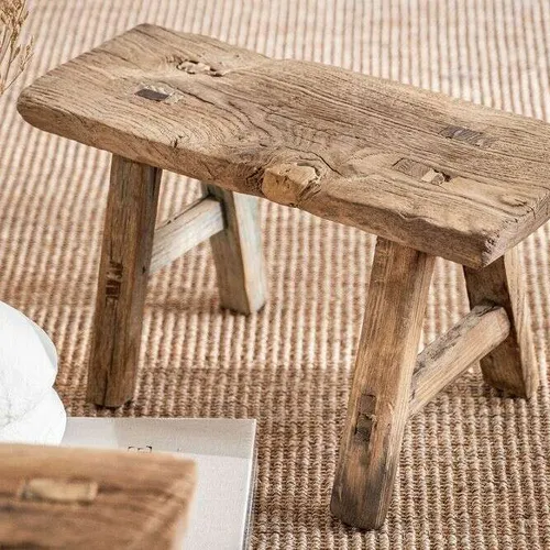 BANQUITO OLMO ANTIGUO en Madera natural - Butacas, banquetas y puffs, Uruguay | La Iberica