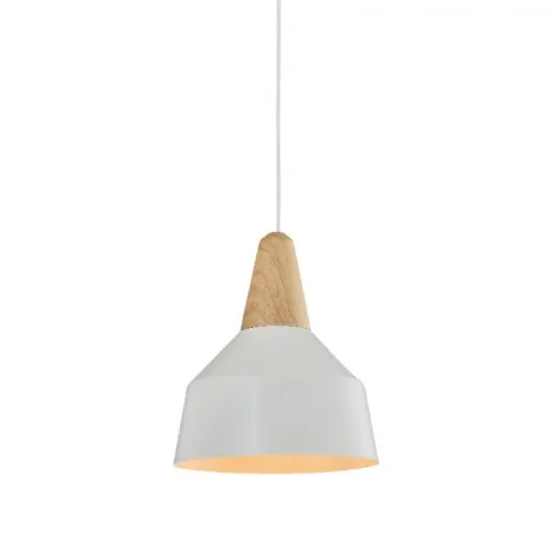 Campana de aluminio y madera estilo nórdico – blanco en Blanco - Lámparas colgantes, Uruguay | La Perla