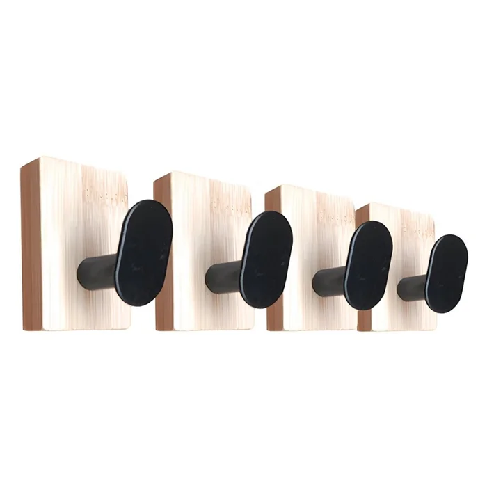 SET X4 PERCHEROS DE PARED CUAD. ADHESIVOS NAT/NEG en Negro - Percheros y colgadores, Uruguay | Decohogar, vista 2