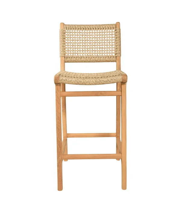 BANCO ALTO CATANIA TEKA Y CUERDA H65 CM NATURAL en Madera natural - Butacas, banquetas y puffs, Uruguay | Más Infinito Casa