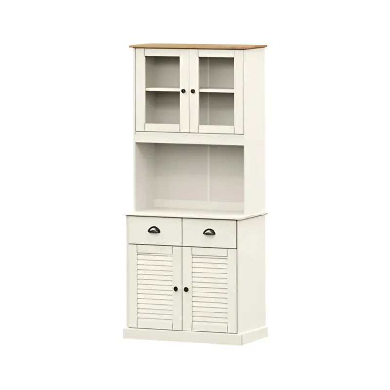 Cristalero - 4 Puertas - 2 Cajones - Línea Oslo - Blanco en Blanco - Bibliotecas, Uruguay | Ecowood
