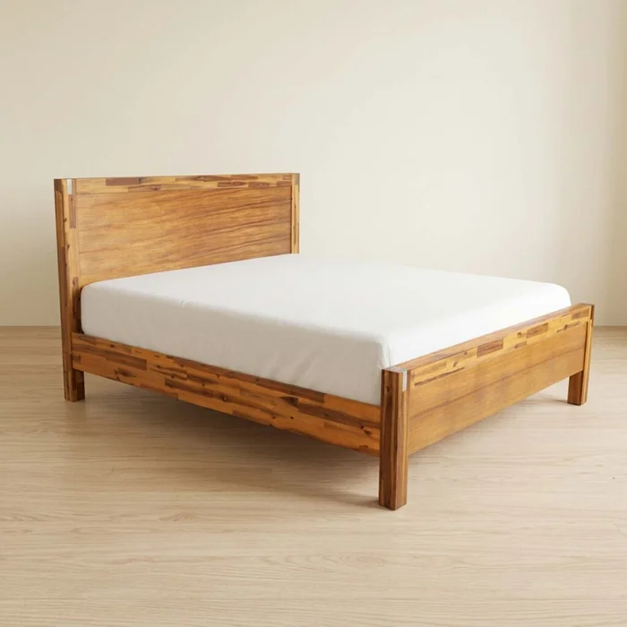 Cama King Madera-acacia Natural-beige Ahf 1202 en Madera natural - Dormitorio, Uruguay | Divino
