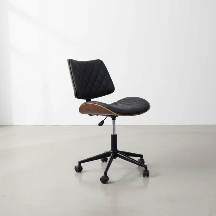 Asiento Oficina Madera-y-pu Negro Elegant en Negro - Escritorios y sillas de escritorio, Uruguay | Divino