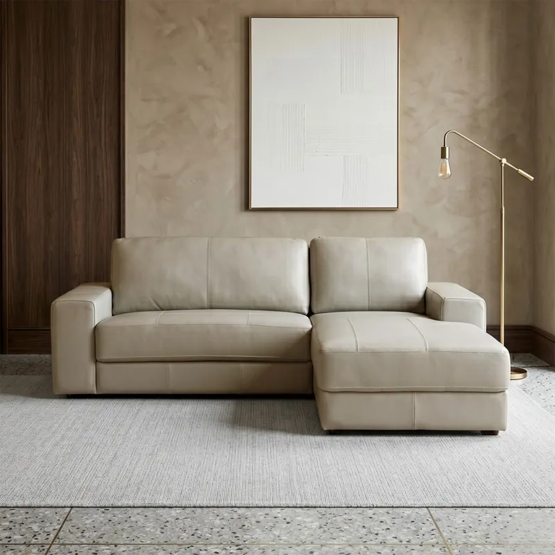 Sillón 3 cuerpos con Chaise - Como - Arena Derecho en Beige - Sillones y sofás, Uruguay | Rústico Hogar