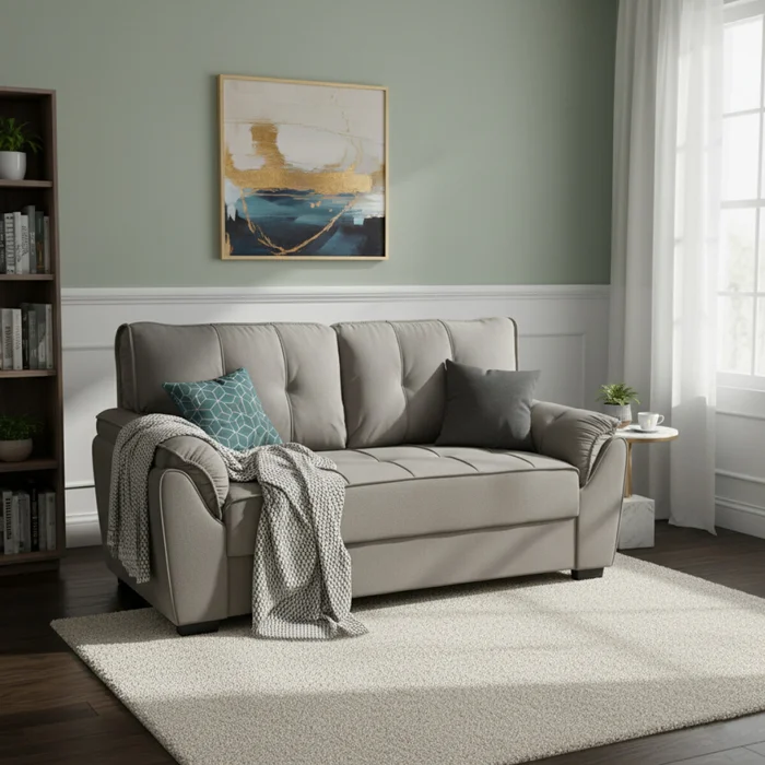 Sillón 2 Cuerpos - Montana veludo - Gris en Beige - Sillones y sofás, Uruguay | Rústico Hogar, vista 2