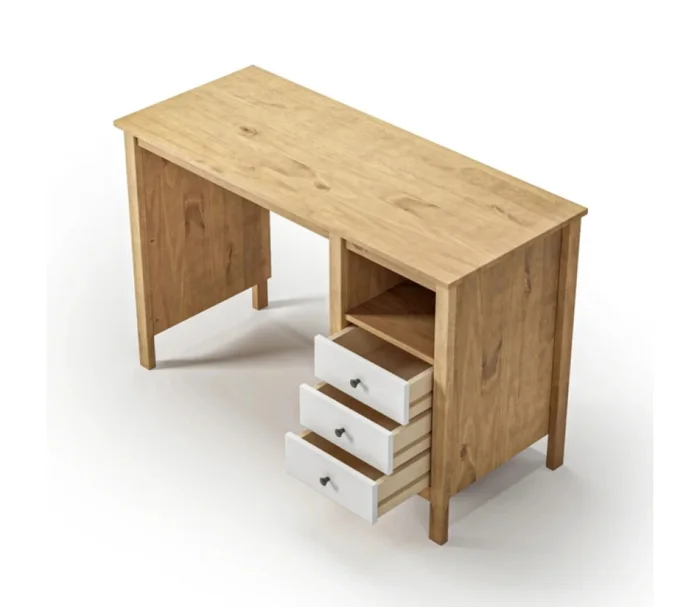 Escritorio Mari 3 Cajones 1 Nicho Blanco en Madera natural - Escritorios y sillas de escritorio, Uruguay | Albanés, vista 3