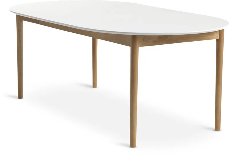Mesa de comedor MARSTRAND Ø110/110x200 bl en Blanco/natural - Mesas de comedor, Uruguay | JYSK
