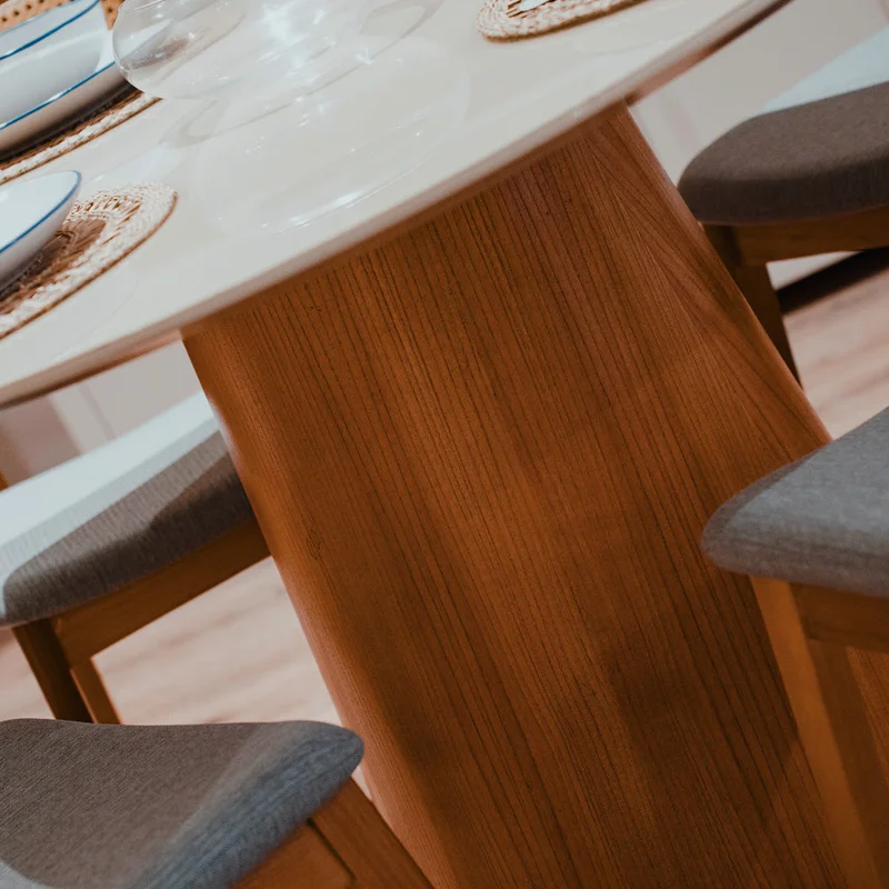 Mesa de Comedor Ana - Redonda - Línea Nevada - Blanco en Blanco - Mesas de comedor, Uruguay | Ecowood, vista 4
