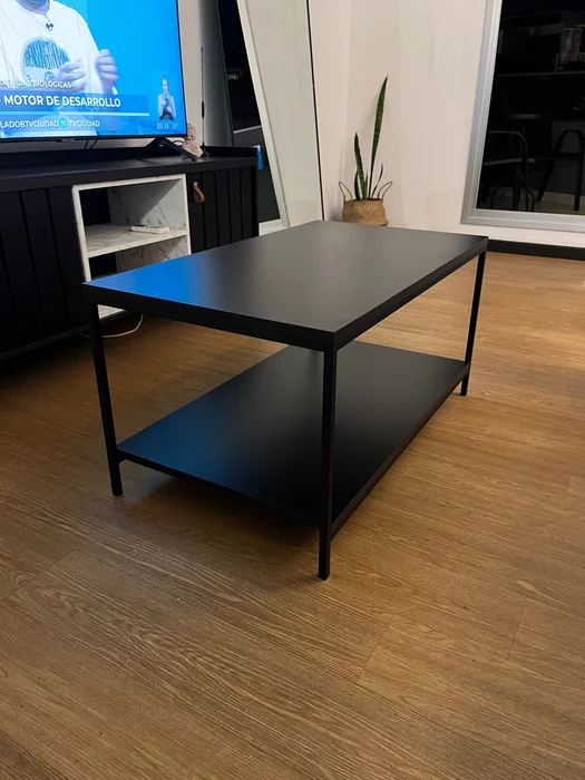 Mesa de Centro Ratona Rectangular Tapa Doble (Negro y Hierro Negro) en Madera natural - Mesas de living, Uruguay | Berna home, vista 2