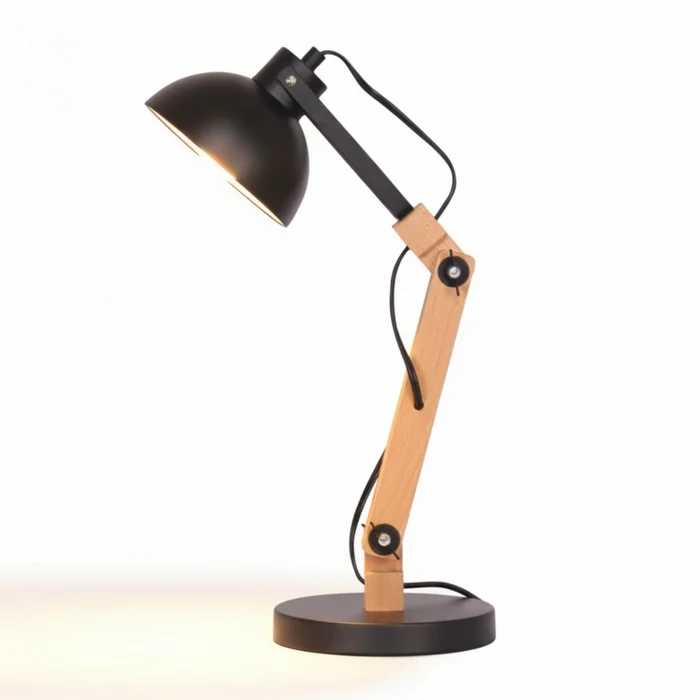 Lampara de mesa - Madera Pivotante en Negro - Lámparas de mesa, Uruguay | Rústico Hogar, vista 2