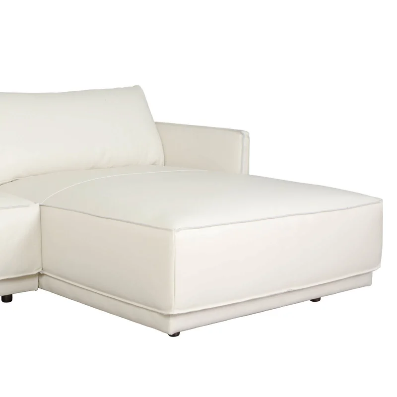 Sillón C/chaise Cuero-100-natural Blanco Romeo Tp2 Grano en Blanco - Sillones y sofás, Uruguay | Divino, vista 3
