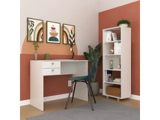 Conjunto escritorio+biblioteca NOGAL en Blanco - Bibliotecas, Uruguay | Quesal, vista 4