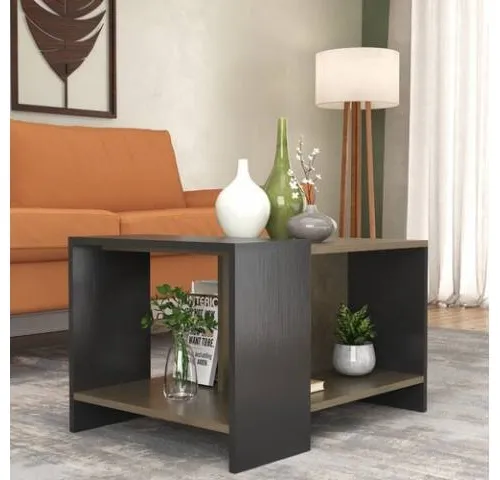 Mesa ratona diseño Nogal/Negro en Nogal blanco - Mesas de living, Uruguay | Que Sal Muebleria