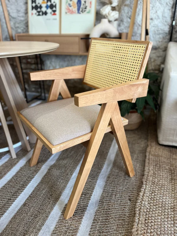 Silla Phuket Inari Madera de Caucho/Rattan Natural - Natural en Madera natural - Butacas, banquetas y puffs, Uruguay | Berna Home, vista 5