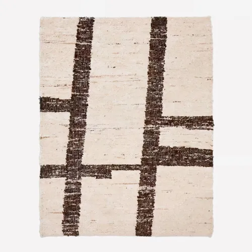 Alfombra Hadin jacquard gráfico de lana blanca y negro 160 x 230 cm en Beige - Textiles, Uruguay | Kavehome