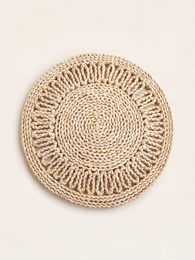 SET X4 INDIVIDUALES FIBRA NATURAL FLOR en Beige - Textiles, Uruguay | Cabana, vista 2