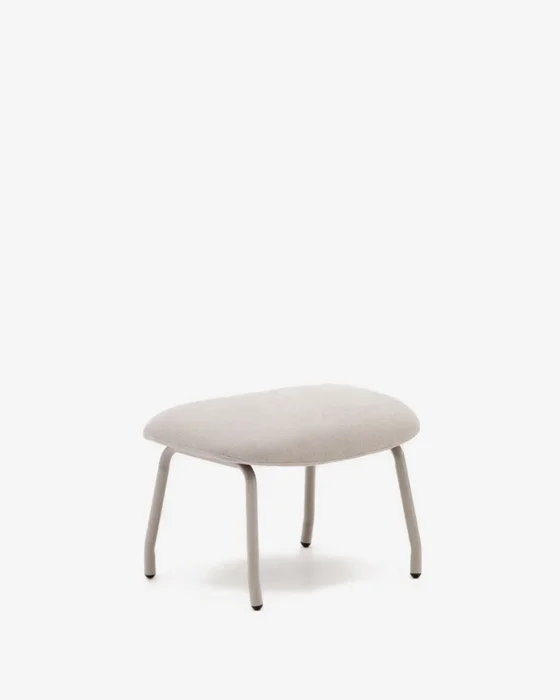 Reposapiés Belina de chenilla - beige con reposapiés y acero con acabado blanco en Beige - Butacas, banquetas y puffs, Uruguay | Kavehome