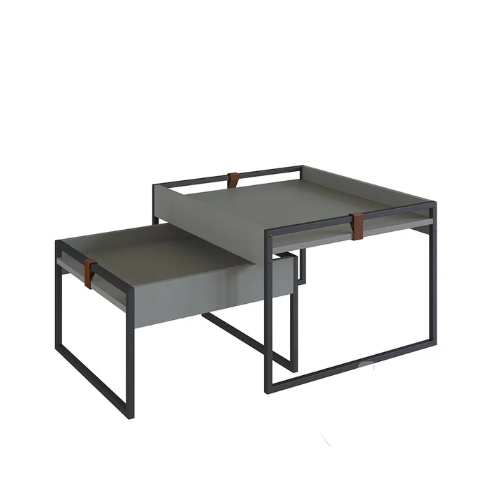 Mesa de Centro Columbia Verde/Hierro Negro en Gris - Mesas de living, Uruguay | Berna home