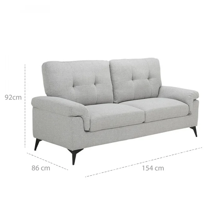 Sillón 2 Cuerpos Tela y Madera Natural Living - Lamona - Gris Claro en Gris - Sillones y sofás, Uruguay | Rústico Hogar, vista 4