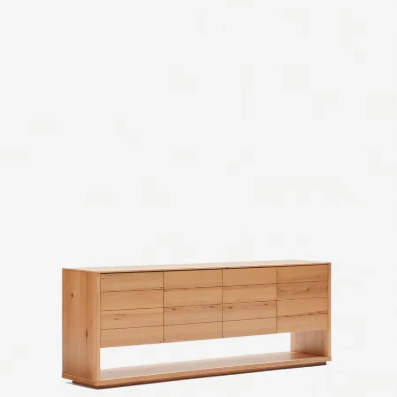 Aparador Alguema - 4 puertas en chapa de roble con acabado natural 200 x 74 cm en Madera natural - Aparadores y recibidores, Uruguay | Kavehome