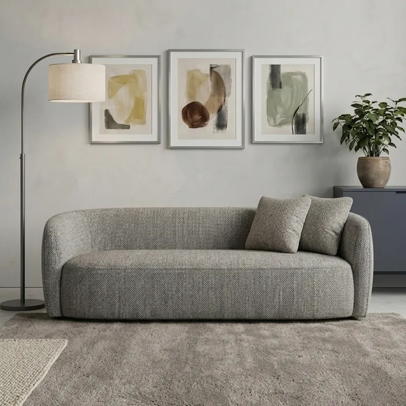 Sofa Solana en Azul Nordico, Crema Bouclé, Polished - Sillones y sofás, Uruguay | Casa Brava
