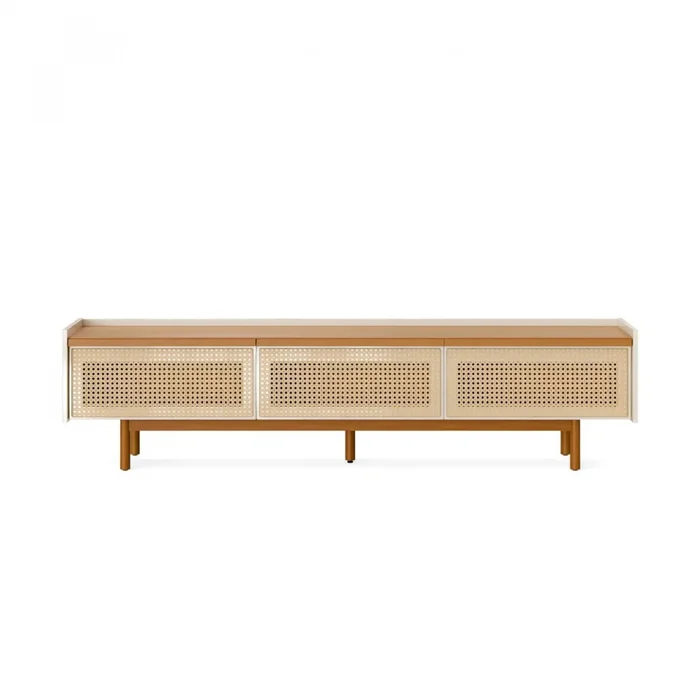 Rack de TV Dune Rattan 2.2 - Linea Manhattan - Off White en Madera natural - Muebles para TV, Uruguay | Rústico Hogar, vista 3