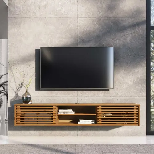 Rack Suspendido TV 175CM Ripado Riven - Madera Maciza - Muebles para TV, Uruguay | Balton