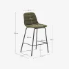 Taburete Zunilda de chenilla - verde oscuro y acero con acabado negro mate altura 65 cm en Verde - Butacas, banquetas y puffs, Uruguay | Kavehome, vista 9 de 9