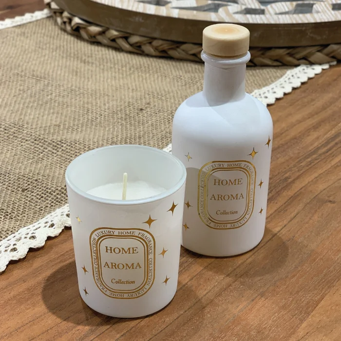 SET VELA AROMATICA 6x7CM + DIFUSOR 100ML BLANCO en Blanco - Velas y Portavelas, Uruguay | Koz, vista 2