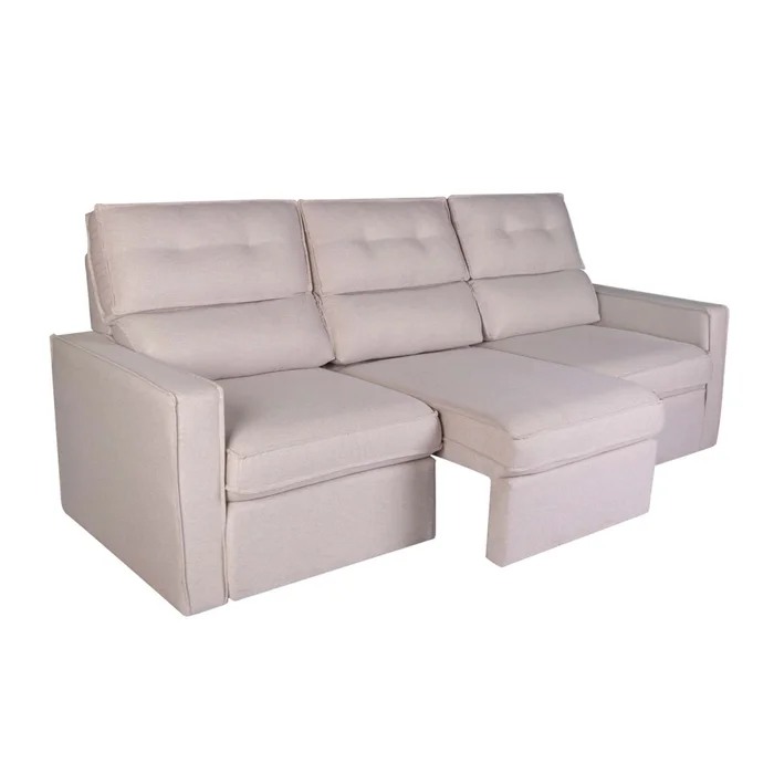 Sofa Retractil 3 Cuerpos Tela Natural-beige Ambar Beige en Beige - Sillones y sofás, Uruguay | Divino, vista 7