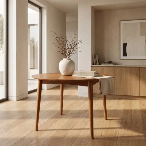 Mesa de Comedor Olmo - Redonda - 115 - Honey en Marrón - Mesas de comedor, Uruguay | NYR
