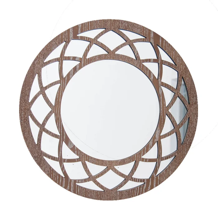 ESPEJO CIRC. MARCO DISEÑO TRIANGULOS D50CM MADERA en Madera natural - Espejos, Uruguay | Decohogar, vista 2