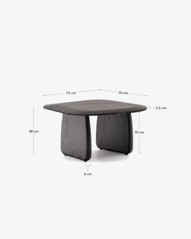 Mesa auxiliar Pirita de madera maciza de roble con - acabado negro 70,6 x 70 cm FSC 100% en Negro - Mesas de arrimo, Uruguay | Kavehome, vista 7
