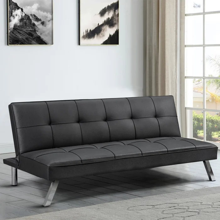 Sofa Cama Volcable Pu Con Patas Metal Metalicas en Negro - Sillones y sofás, Uruguay | Soy Hogar, vista 3