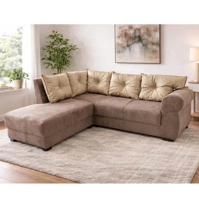 Sofa Sillón Esquinero Con Chaise Long Tapizado en Beige - Aparadores y recibidores, Uruguay | Muebles Express, vista 3