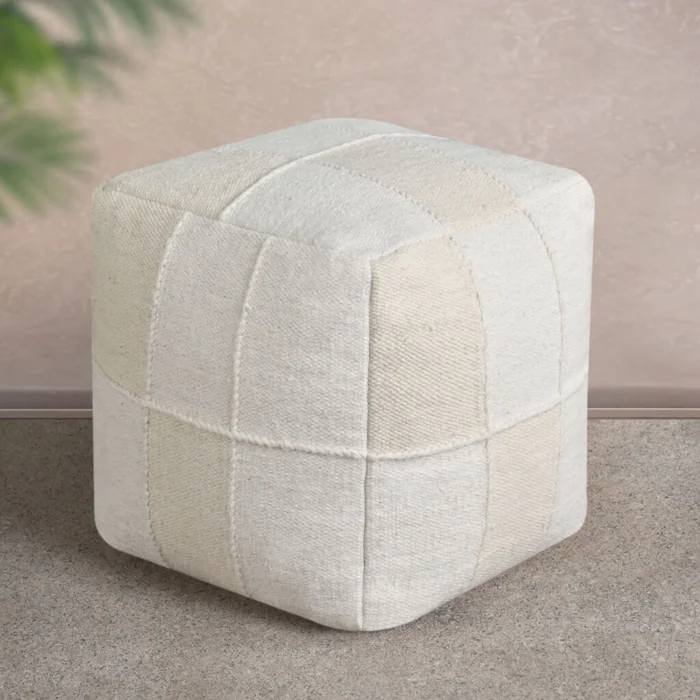 Pouf Revuca Lana Lana Natural en Blanco - Textiles, Uruguay | Divino