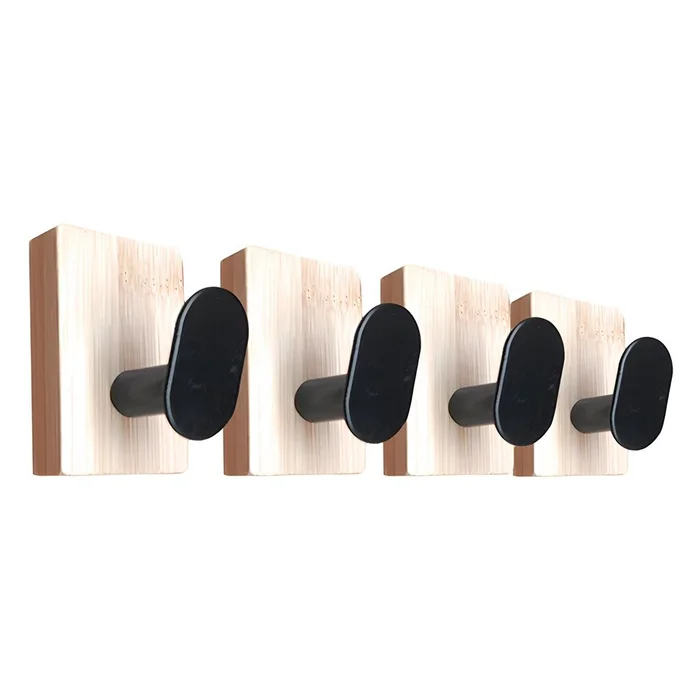 SET X4 PERCHEROS DE PARED CUAD. ADHESIVOS NAT/NEG en Negro - Percheros y colgadores, Uruguay | Decohogar