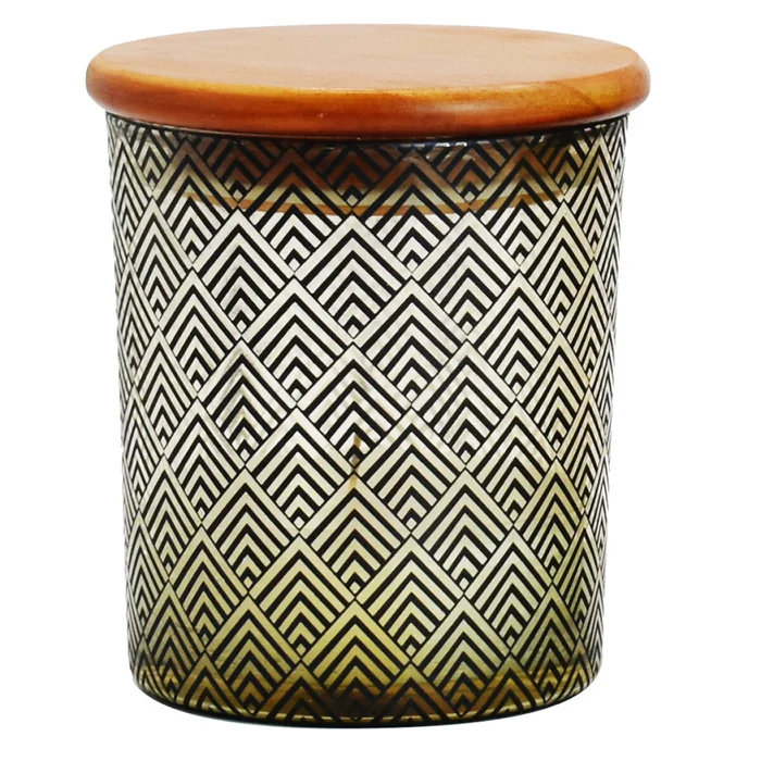 VELA 10X10X11CM RECIP VIDRIO TAPA BAMBOO ROMBOS - Velas y Portavelas, Uruguay | Decohogar, vista 2