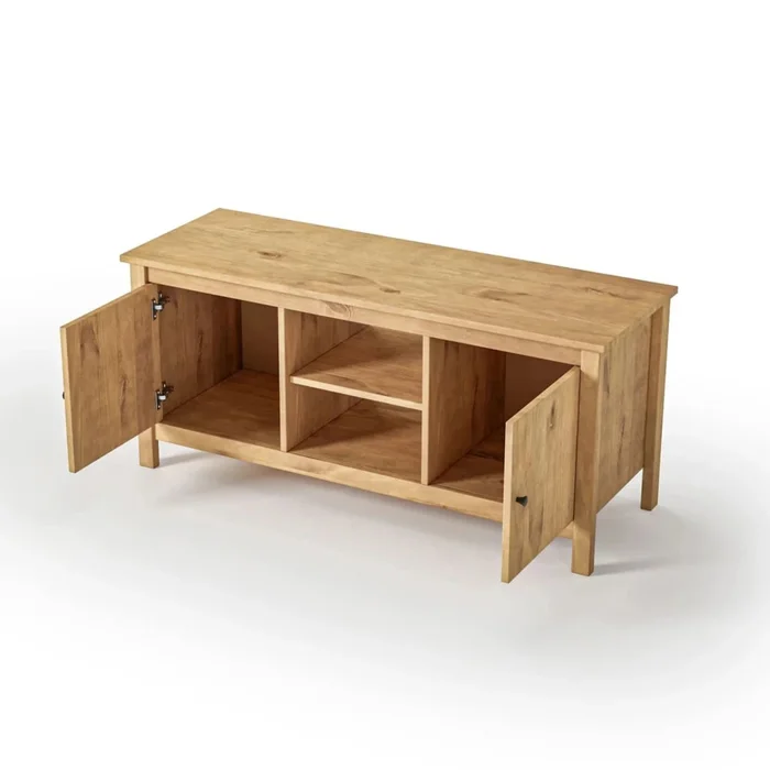 Rack para TV 2 Puertas - Línea Maden - Marrón en Blanco - Muebles para TV, Uruguay | Ecowood, vista 3