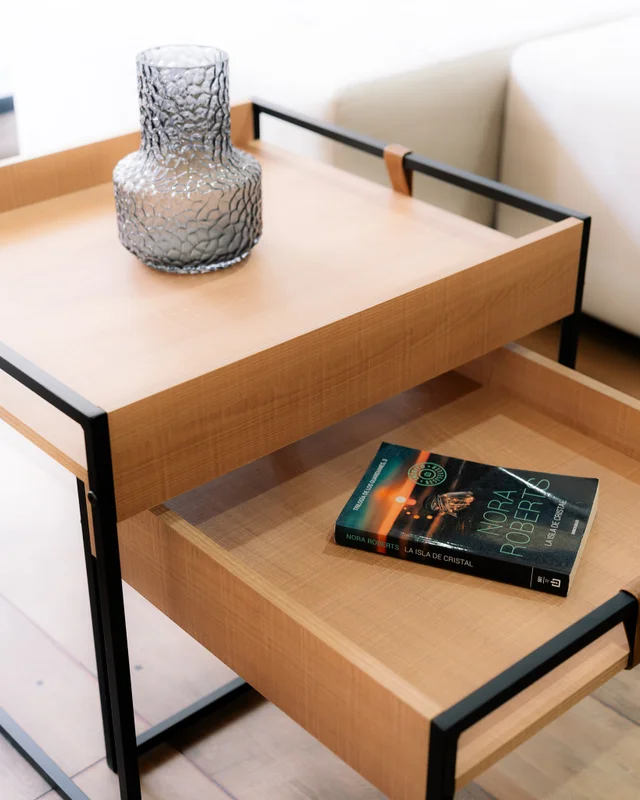 Conjunto Mesa de Centro Columbia (Marrón Claro/Hierro negro) en Madera natural - Mesas de living, Uruguay | Berna home, vista 3