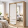Ropero Armario Bagdá MDF 100% Premium Puertas Mixtas 2 Batientes y 1 Corrediza 3 Cajones y Espejo - Castaño Off White - Roperos y placares, Uruguay | Mulata, vista 6 de 9