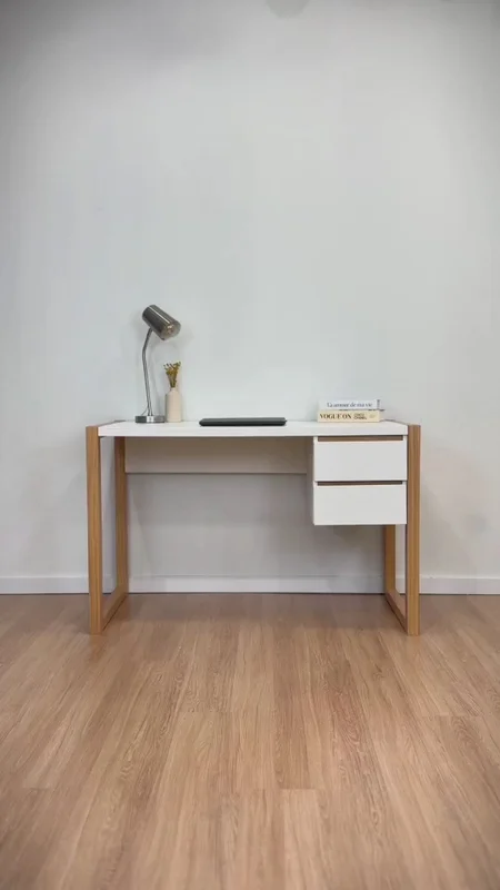 Escritorio con cajones 120cm Atena - Patas en Madera Maciza en Blanco - Escritorios, Uruguay | Balton, vista 4
