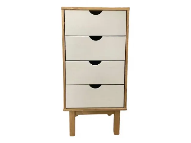 Cajonera 4 C Mel/gris Linea Nordica en Madera Maciza en Madera natural - Cómodas, Uruguay | Que Sal Muebleria