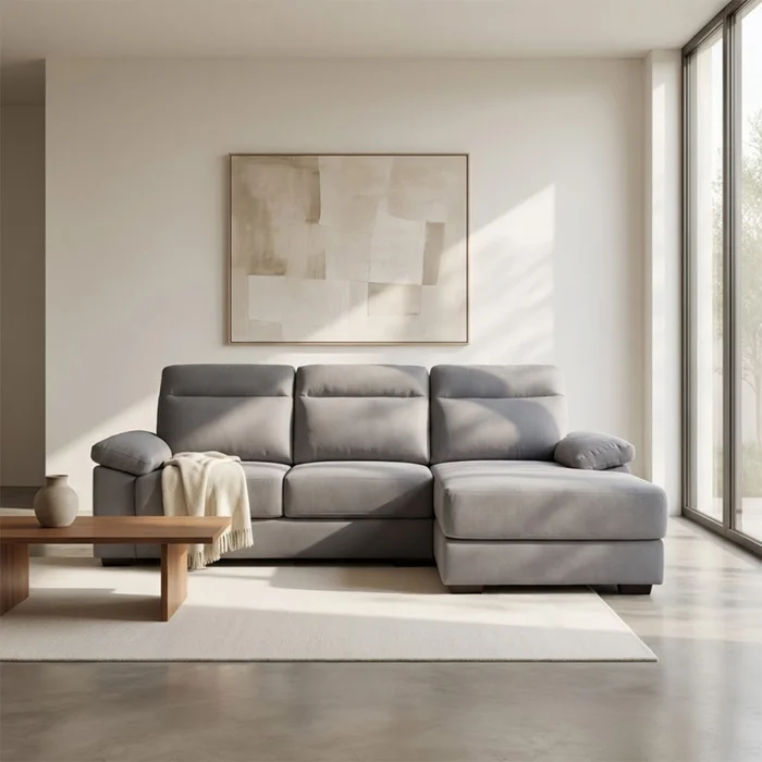 Rinconera Owen - Tela Microfibra - Chaise derecho - 12091 (Gris) en Gris - Sillones y sofás, Uruguay | NYR, vista 2