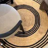 ALFOMBRA YUTE REDONDA CON RAYAS NEGRO en Negro - Textiles, Uruguay | Masinfinito Casa, vista 1 de 2