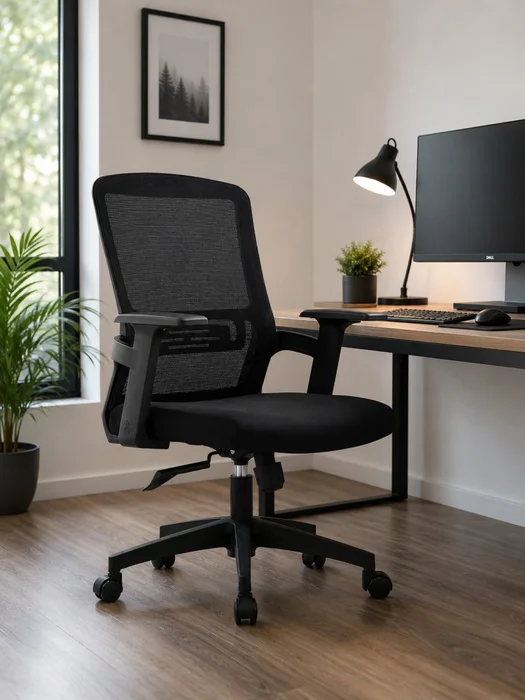 SILLA DE OFICINA RESPALDO MESH NEGRO MC099B en Negro - Escritorios y sillas de escritorio, Uruguay | Alfa Ventas, vista 3