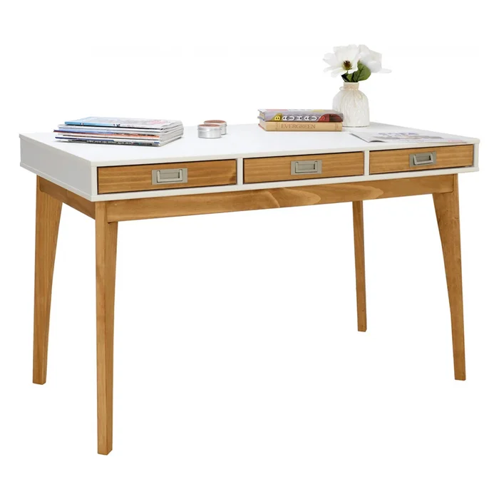 Escritorio Linea Metro - Blanco/Miel en Multicolor - Escritorios y sillas de escritorio, Uruguay | La Cueva Muebles, vista 3