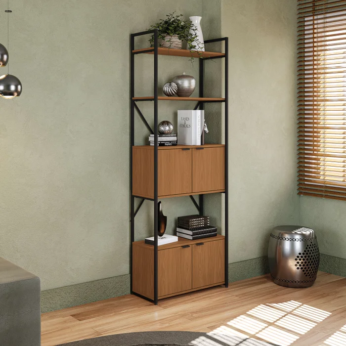ESTANTERIA CON PUERTAS LINEA INDUSTRIAL HIERRO en Madera natural - Bibliotecas, Uruguay | Balton, vista 8